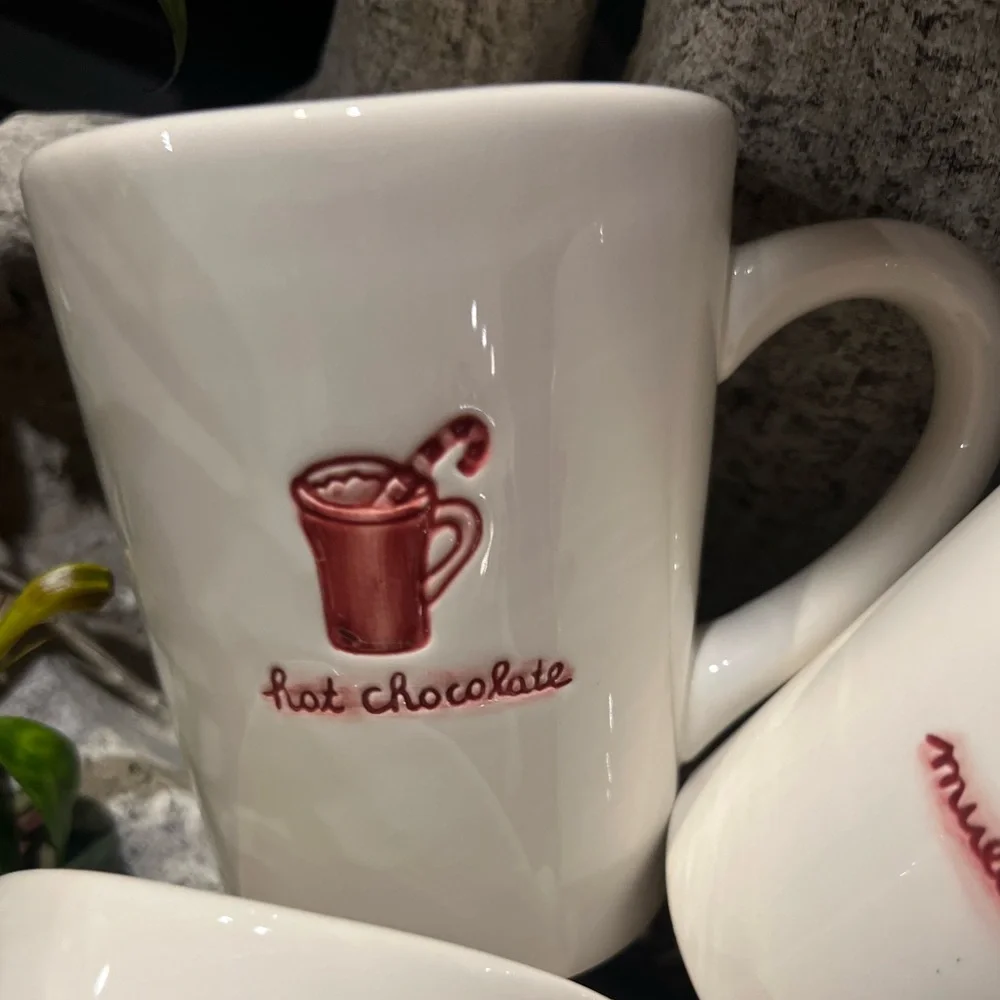 Williams Sonoma Seasonal Diner Mug Trio Hot Chocolate Mulled Cider Irish Coffee